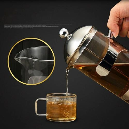 600 Ml Çok Fonksiyonlu Fransız Basın Çaydanlık 304 Paslanmaz Çelik Cam Kahve Hava Basın Kokulu Çay Süt Froother Cappuccino Moka Pot Kafe Kahve Kapları Altın - Beyaz