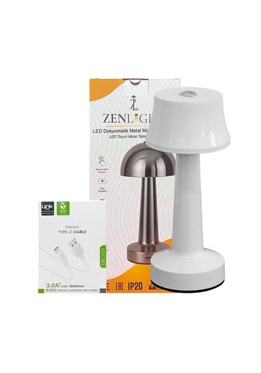 Zenlight Metal Dokunmatik Şarjlı Masa Lambası 320-6 Beyaz
