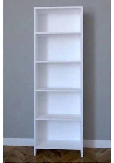 5 Raflı Kitaplık Raf Kütüphane Beyaz
