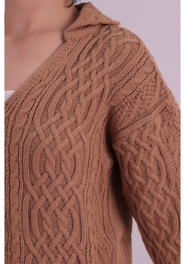 Armonika Kadın Camel V Yaka Triko Kazak Arm-26k136037