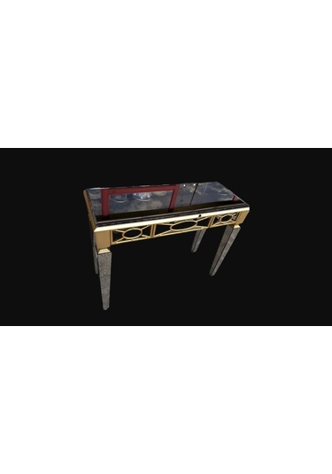 Dresuar Motifli Ayna Kaplamalı Model Parlak Gold Renk Kayın  Torna Altın