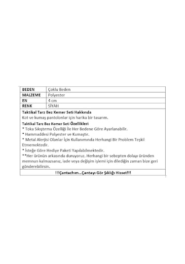 Çantachım Taktik Kemer Seti