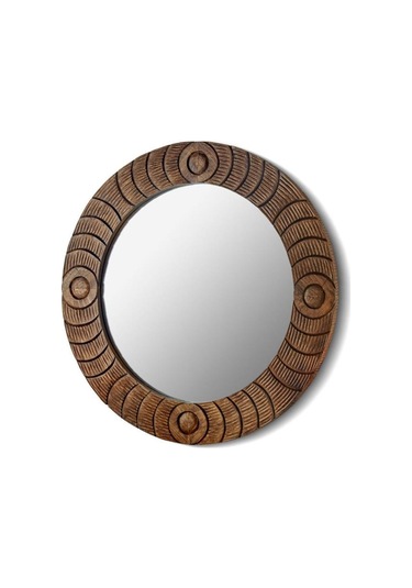 Setabianca Ahşap Çerçeveli Yuvarlak Hipnoz Duvar Aynası 80 80 Cm Ahşap