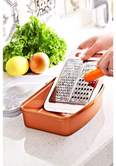 Rende Hazneli Saklama Kabı Sarımsak Rende Havuç Sebze Rendesi Mu