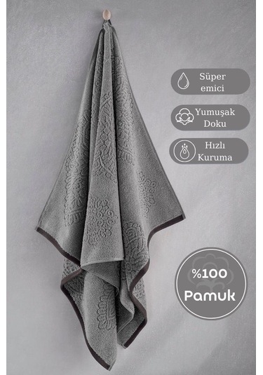 Pamuk Tekli Havlu Jakarlı Karna Premıum Vance - 70 X 140 Taş