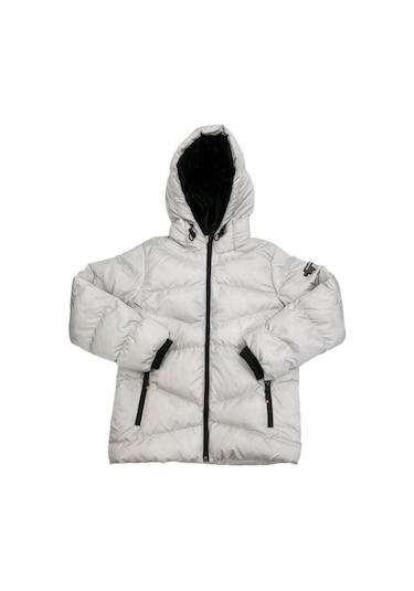 Erkek Çocuk Kapüşonlu Şişme Mont-11053 Gri