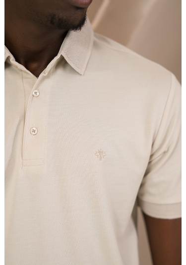 Paul Martin Örme Polo Yaka Regular Fit Pamuklu Ve Likralı T-shirt krem