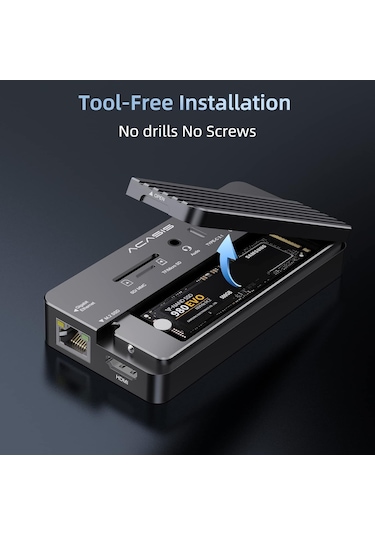 Acasis CM073S 10in1 USB,HDMI,PD100W,LAN,Type-C Dock+Disk Kutu