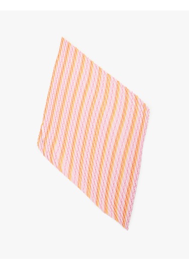 Koton Şerit Desenli Pileli Kare Saten Fular Pembe 6sak50084aa Gül