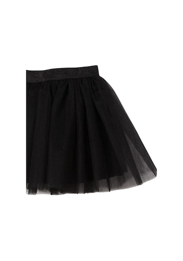Kız Çocuk Beli Lastikli Siyah Tütü Etek-15346 Siyah