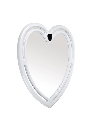 Dekoratif Kalp Plastik Tek Ayna Beyaz