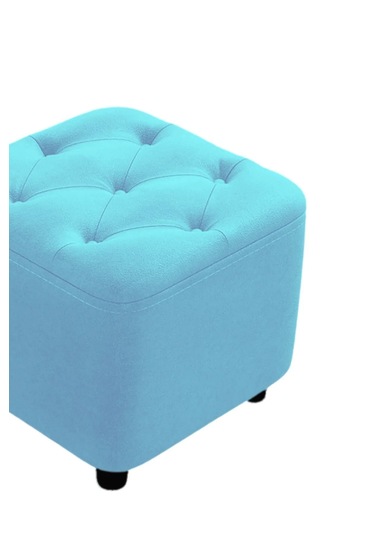 Most Hallow Kapitoneli Kare Puf 18 Turkuaz Kadife Kumaş Evinize