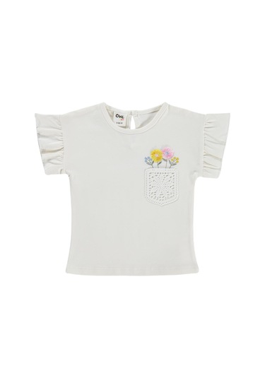 Civil Baby Çiçek Cep 6-18 Ay Tişört - Ekru