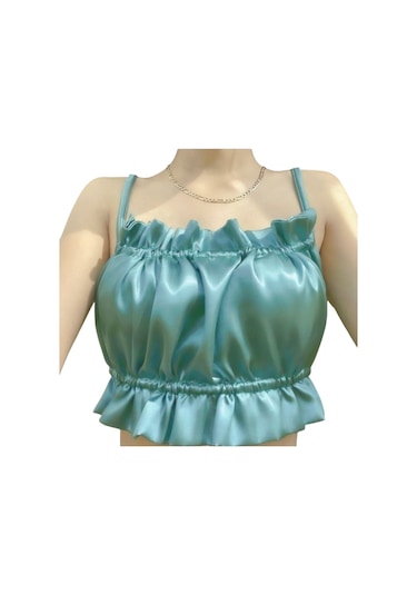 Asist Secret Magic Asm0280 Bayan Su Yeşili Kare Pecete Saten Suit Büstier Su Yeşili