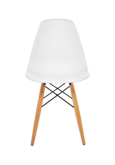 Seduna Beyaz Eames Sandalye | Natural Ahşap Ayaklı | 2 Adet-Beyaz