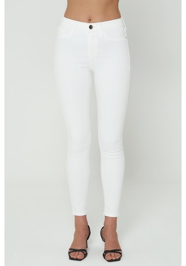 Naomi Beyaz Normal Bel Fermuarlı Skinny Fit Jean Pantolon C 4526-050 Beyaz