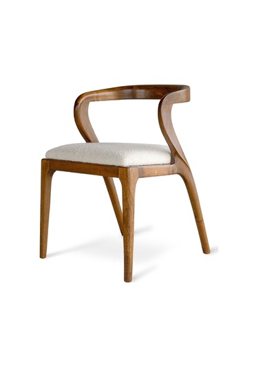 Akrep Beyaz Kumaş Ceviz Ahşap Sandalye