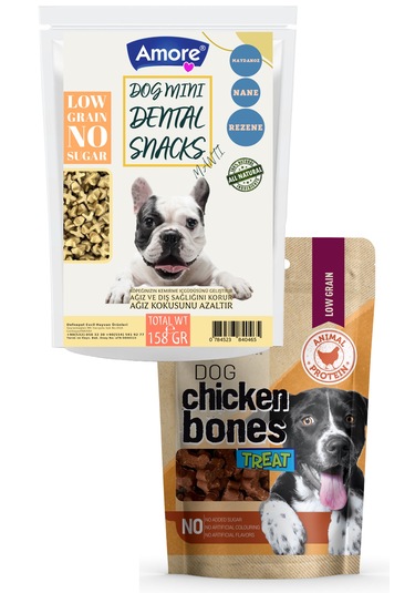Amore Mantı Mini-dental Köpek Ödülü Chicken Bones Snacks 158 G