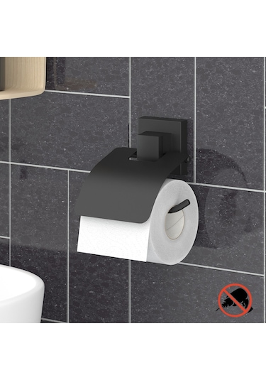 Teknotel Easyfıx Yapıskanlı Kapaklı Wc Kağıtlık Mat Siyah Ef238