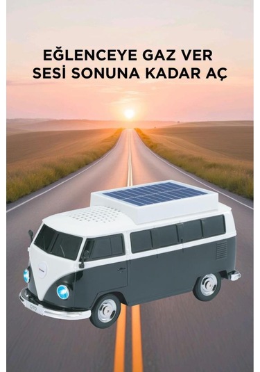 Bluetooth Hoparlör Retro Araba Vosvos Tasarımlı Solar Şarjlı Speaker D70