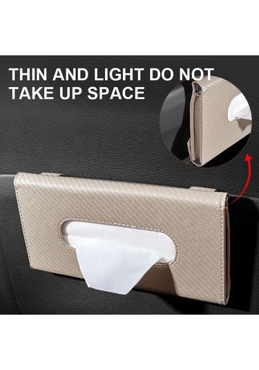 Seametal Araba Doku Kutusu Karbon Fiber Araba Güneşlik Asılı Tutucu Saklama Kutusu Siyah