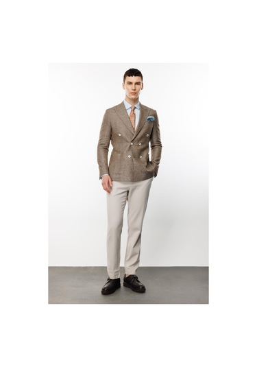 Erkek Kahve Slım Fıt / Dar Kalıp Geniş Kırlangıç Ceket-10303 Kahve