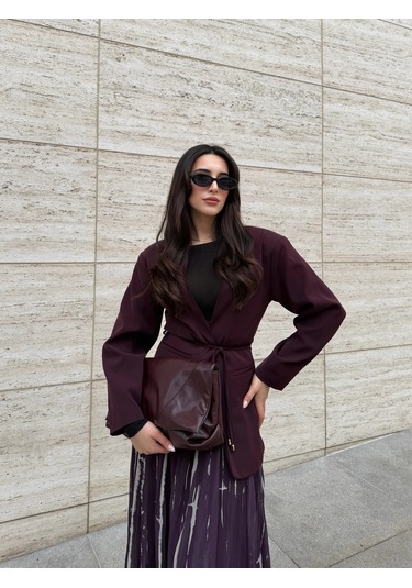 Laluvia Bordo Bağcıklı Ceket - 9702 Bordo