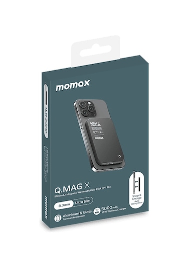 Momax Q.Mag X 5000 mAh Hızlı Şarj MagSafe Powerbank Siyah