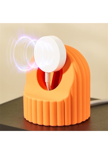 Cbtx iOS Uyumlu Watch Uyumlu Şarj Standı Dalga Doku Silikon Bağlantı Tutucusu Masa Standı Şarj İstasyonu Bağlantı Tutucusu - Mor