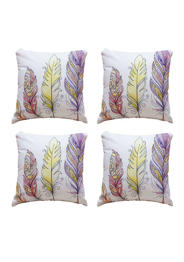 Modern Tarz Dijital Baskılı 4 Lü Dekoratif Kırlent Kılıfı Seti 43x43 Cm Şık Ve Renkli Tasarımlar Beyaz