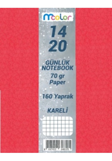 Mcolor Kareli 14x20 Cilt Bezli Ciltli 160 Yp Kırmızı
