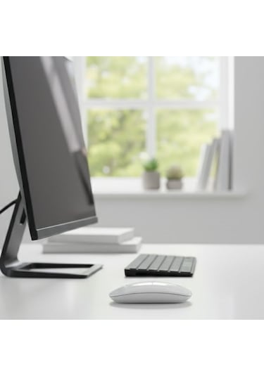 Go İthalat Beyaz Renkli Ergonomik Sessiz Kablosuz Mouse Usb Alıcılı, Ofis Ve Oyun İçin Konforlu Bi -