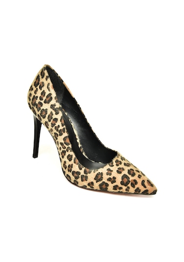 Fox Shoes T676192002 Leopar Süet İnce Topuklu Kadın Stiletto Kahverengi