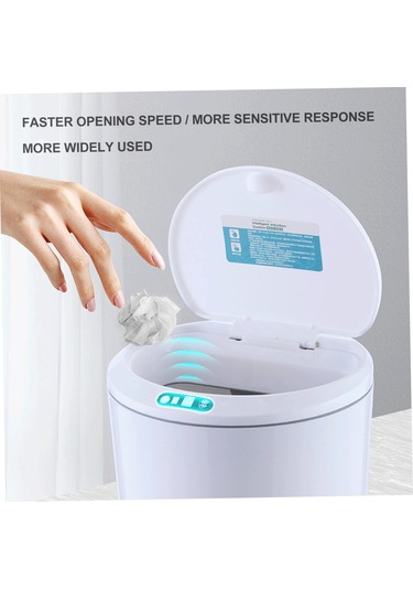 Qfdr Çöp Tenekesi Otomatik Çöp Kutusu Sensörlü Düzenleyici Araba Süt Beyazı