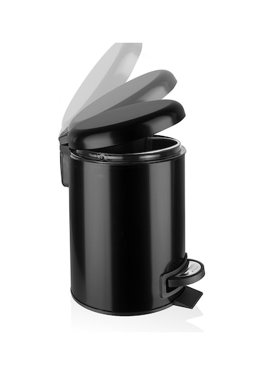 Siliwax Elit İkili Banyo Seti Siyah - Çöp Kovası 3 L + Tuvalet Fırçası Siyah