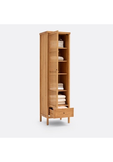 Altea Rattan Detaylı Masif Elbise Dolabı Ahşap