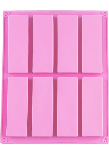 8 Izgara Dikdörtgen Silikon El Yapımı Sabun Kalıbı Diy Aromaterapi Kalıbı Pink Diğer