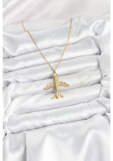 316l Çelik Zincir Gold Renk Uçak Model Kadın Kolye - Prt3500eb09338-95260 altın