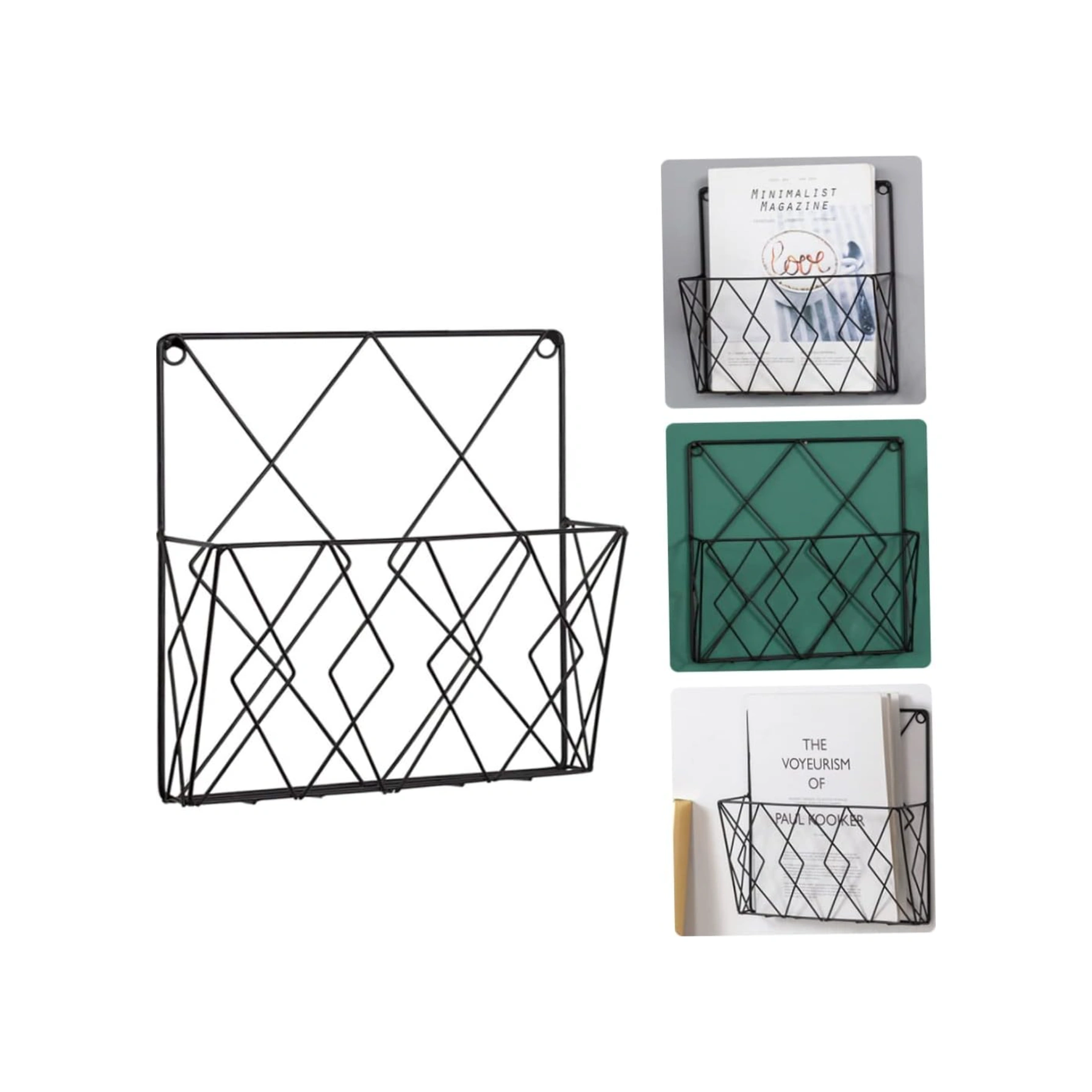 Yaleker Duvar Kurulu Demir Tel Dergi Depolama Rafı - Gazete, Dosya Düzenleyici Ve Duvar Dekorasyonu Siyah