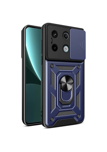Xiaomi Redmi Note 13 Pro 5g Kılıf Kamera Koruma Sürgülü Antishock Magnetic Yüzüklü Standlı Kapak