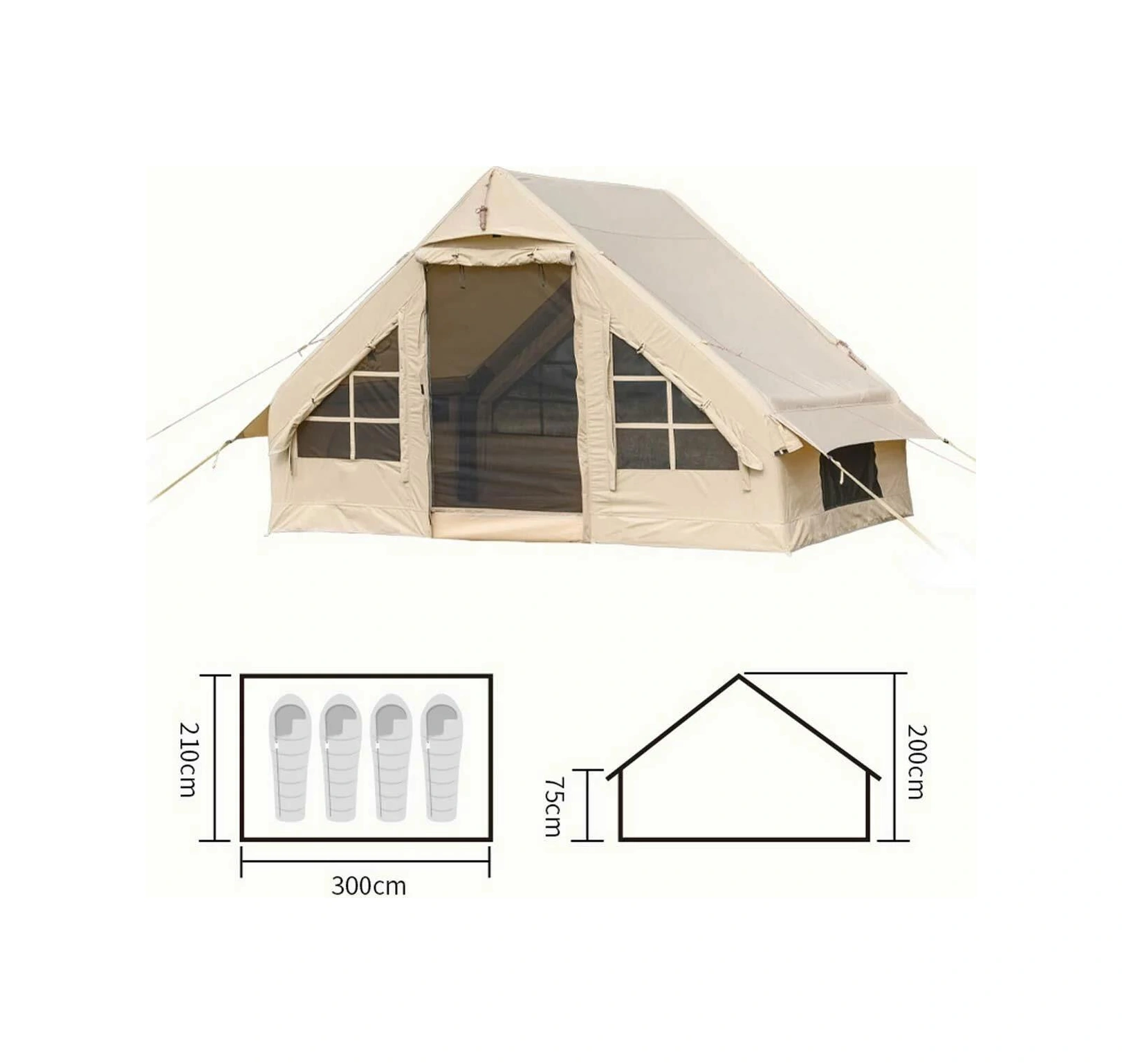 Madfox Burton Glamping Şişme Çadır Bej