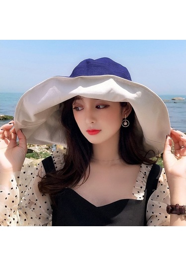 Geniş Kenarlı Katlanabilir Plaj Şapkası Büyük Boy Moda Kova Tasarımı, Güneşten Koruma Ve Şık Stil İçin Beyaz