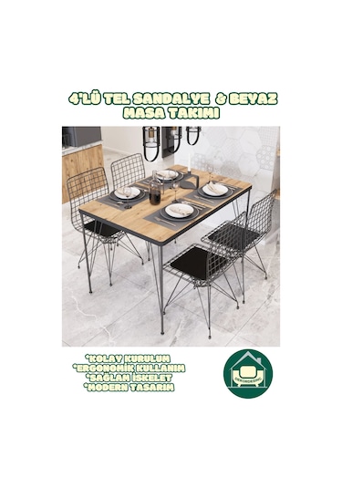 Ceviz 70x110 Cm Masa Tel Sandalyeli Masa Takımı