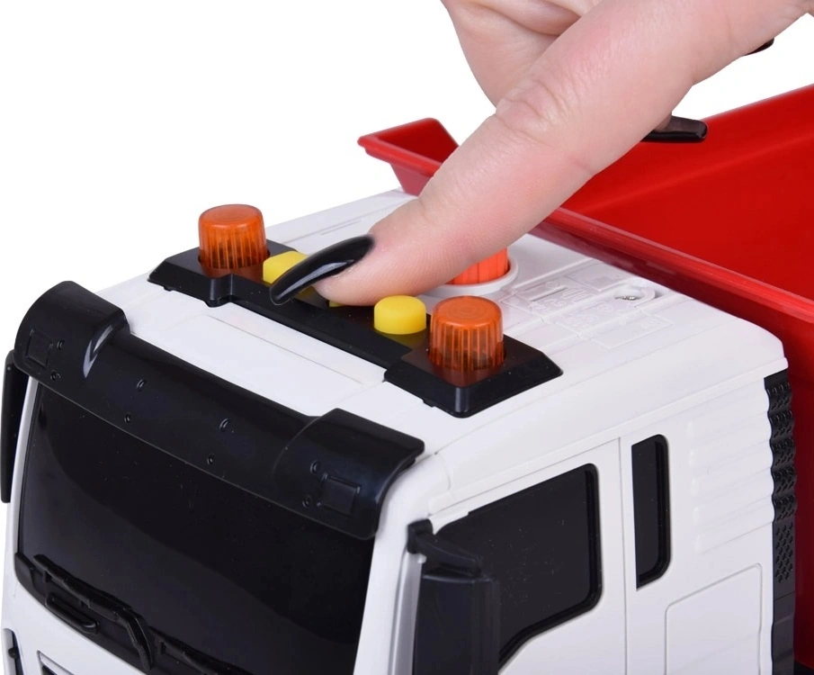 1:12 Sürtmeli Sesli Işıklı Kırmızı Damperli Oyuncak Kamyon