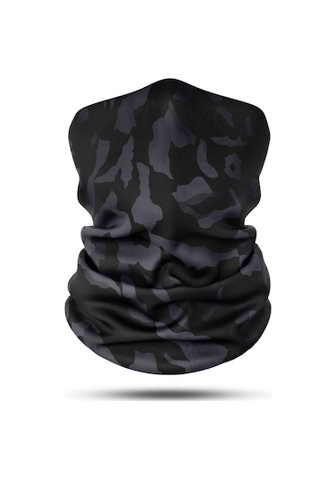 Siyah Kamuflaj Desenli Motosiklet Bandana Boyunluk Outdoor Balakl