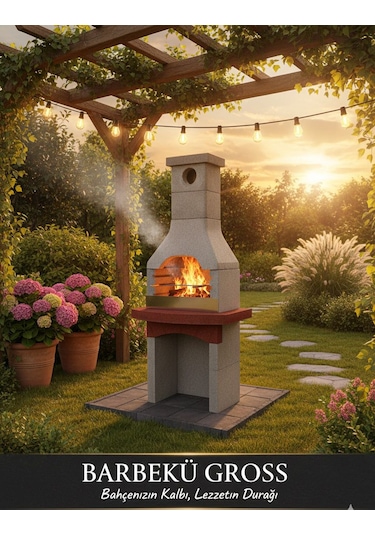 Mangal Barbekü 60 Lık Model Barbekü Gross Gri - Kırmızı