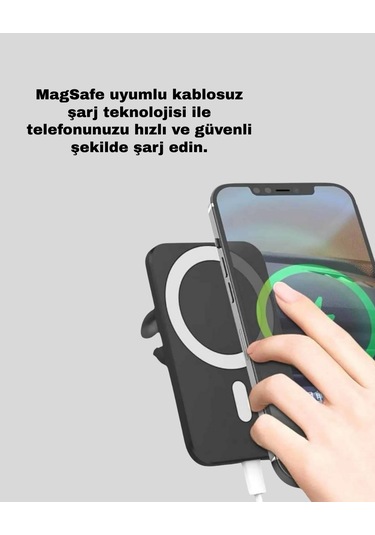 Şık Tasarımlı Magsafe Araç Telefon Tutucu Type-c Girişli Çoklu