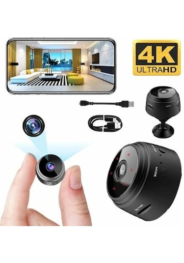 Xiyyadms Habby A9 Mini Gizli Hd Kamera - 2160p Wifi Desteği, Hareket Algılama, Gece Görüşü Ve Manyetik Tutma Özelliği Siyah Tam Seti