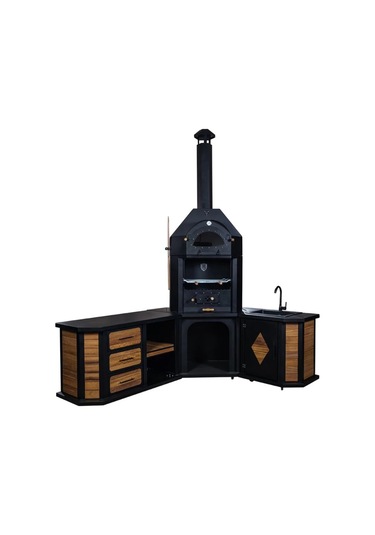 Zs Hermanos Granit Evyeli Avangarde Köşe Fırınlı Barbekü Siyah - Kahverengi