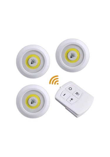 Led Lamba 3'lü Uzaktan Kumandalı Yapışkanlı Çok Renkli